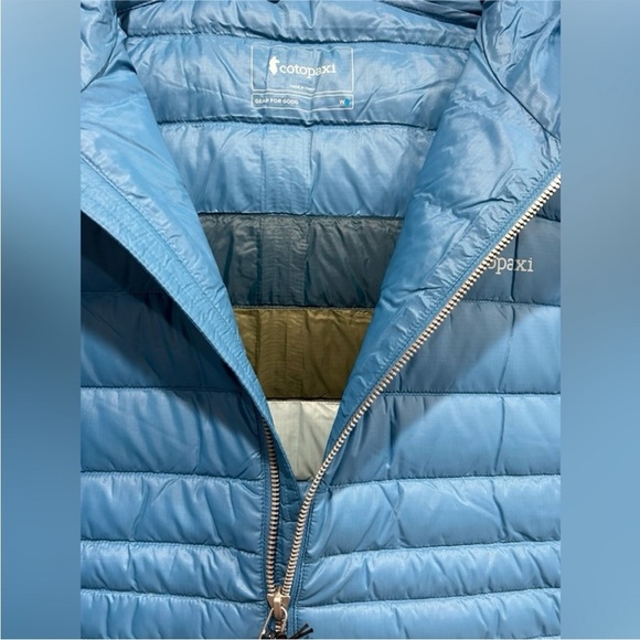 Cotopaxi Women's Large Fuego Hooded Down Jacket Puffer Lake Blue Aqua NWT - Picture 6 of 16